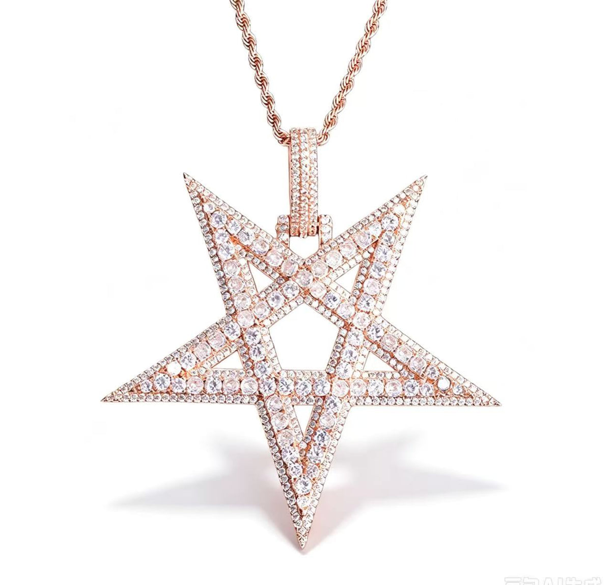 SSS -  Pentagone Stars Icedout diamond pointers pendant