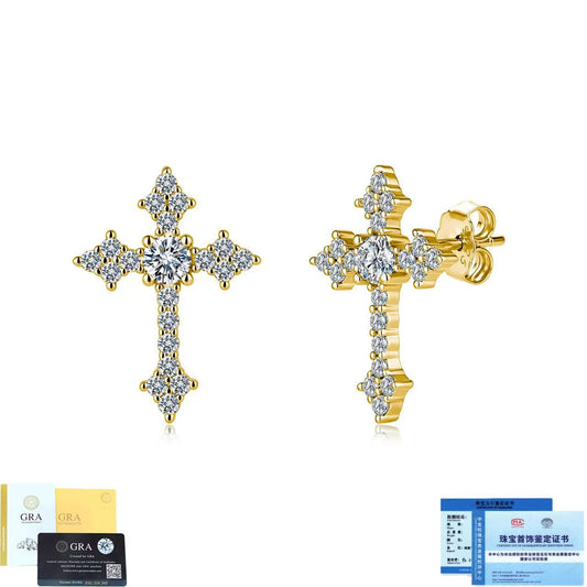 SSS - Icedout Cross Moissanitestud diamond Earrings