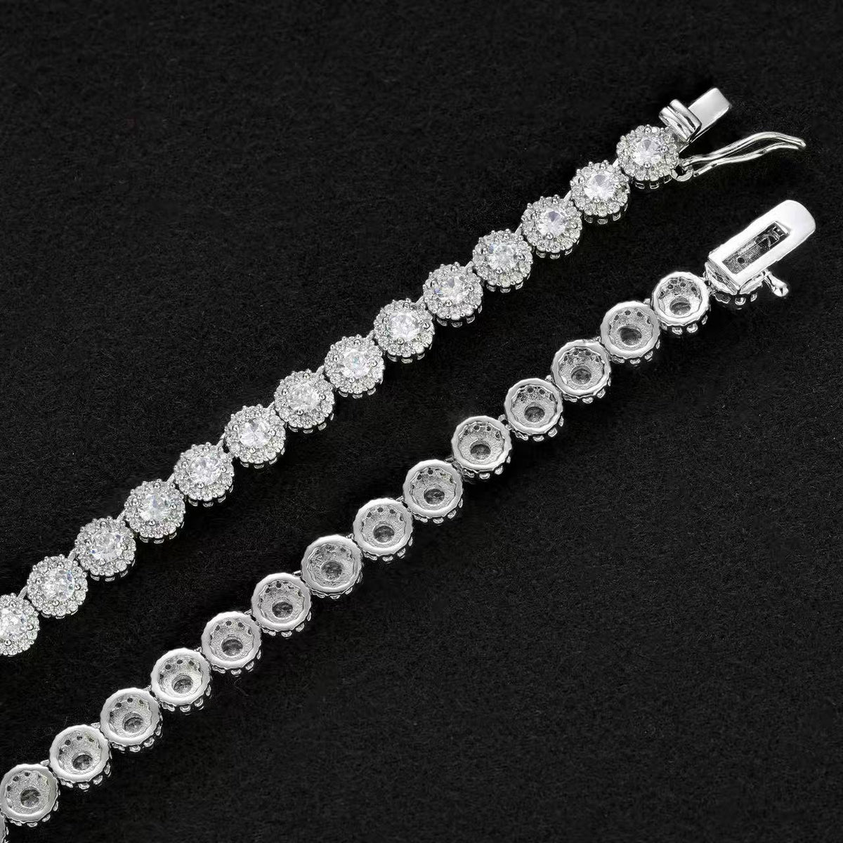 SSS - Round Cut Halo tennis diamond charm Necklace