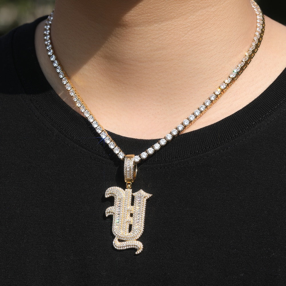 SSS - Icedout Initial letter diamond pendant Alphabet letter