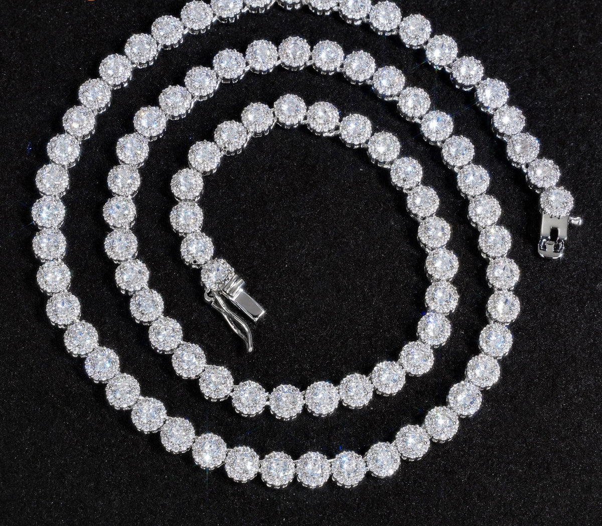 SSS - Round Cut Halo tennis diamond charm Necklace