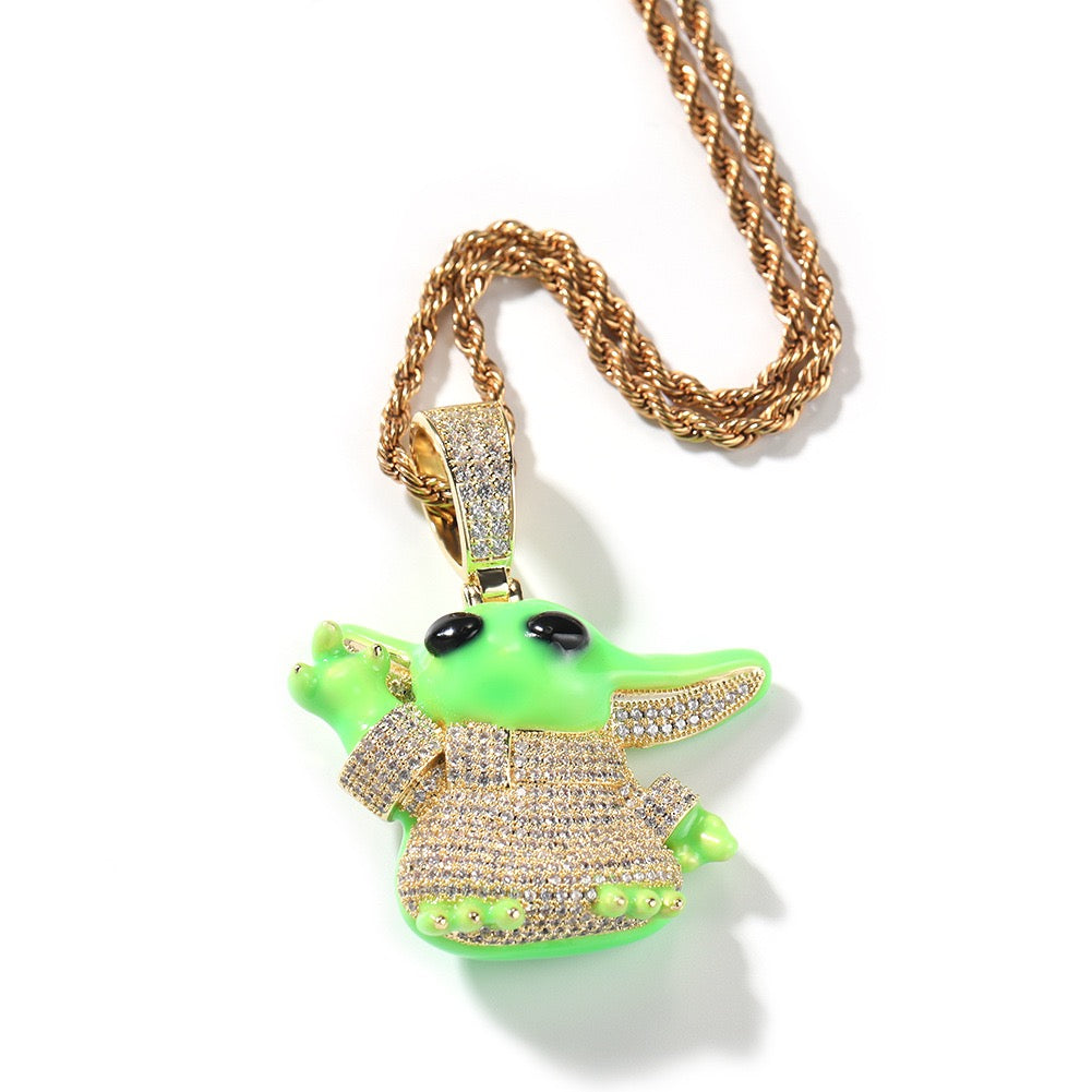 SSS- Yoda Enamel diamond pendant
