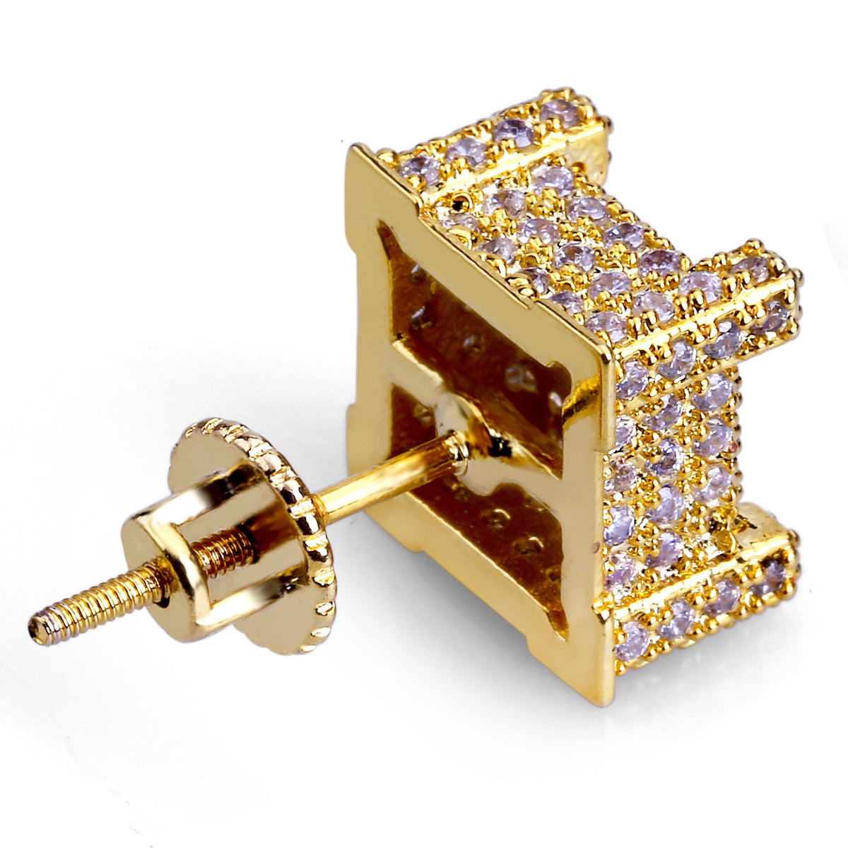 SSS - Icedout Square Cubic stud Moissanite Diamond Earrings