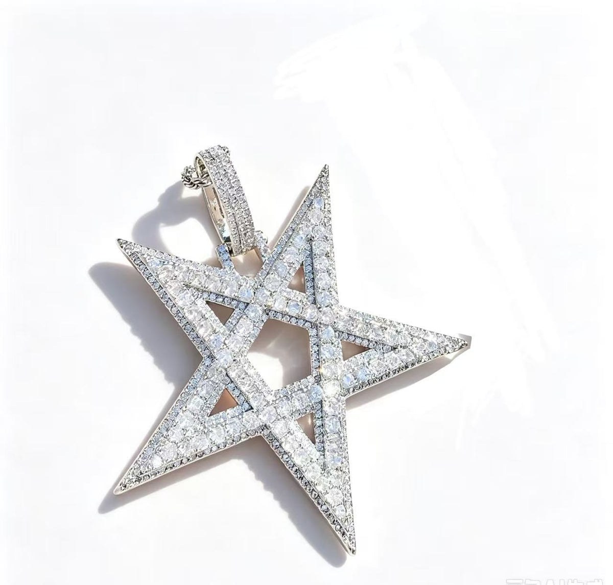 SSS -  Pentagone Stars Icedout diamond pointers pendant