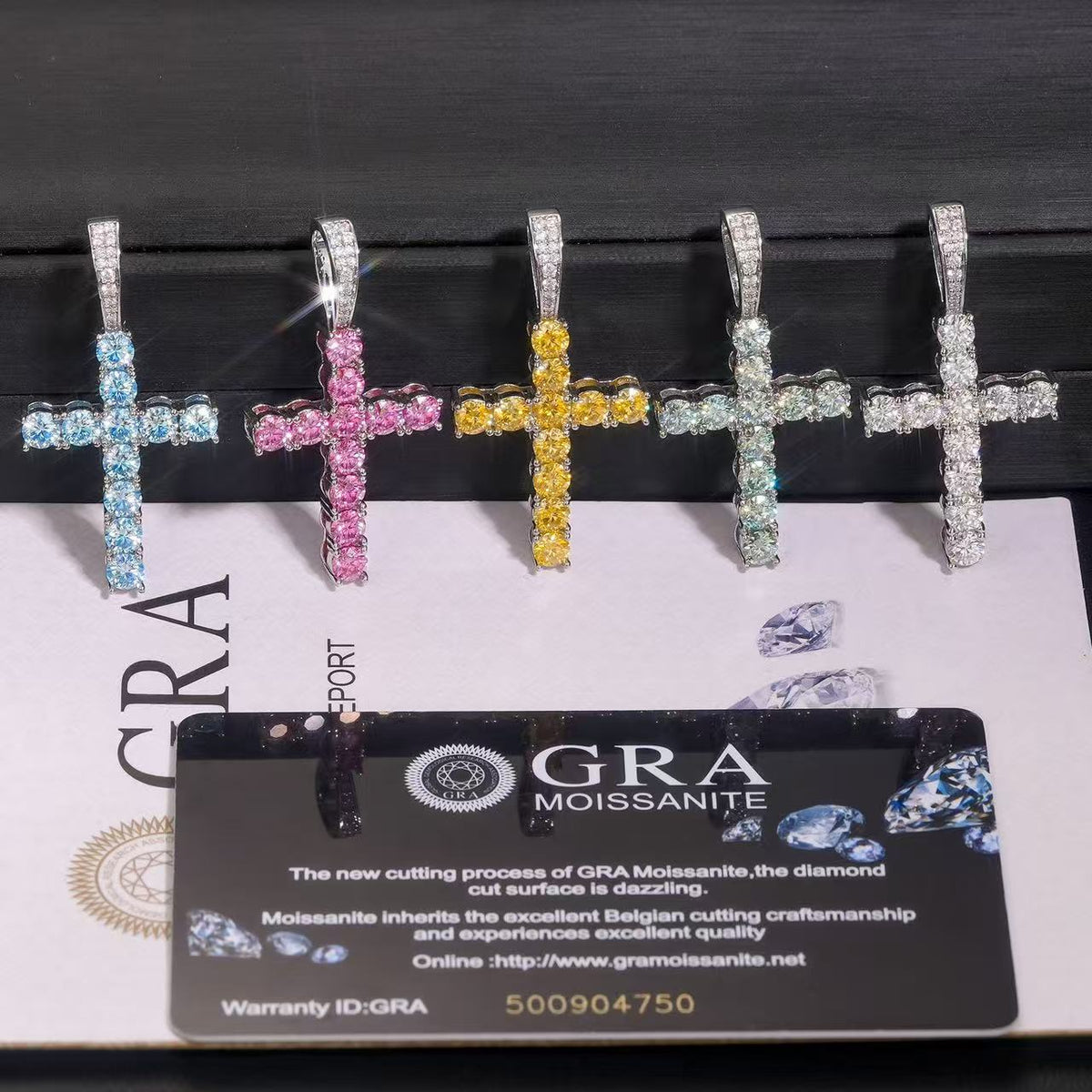 SSS - Icedout diamond Cross set Moissanite color diamonds S925