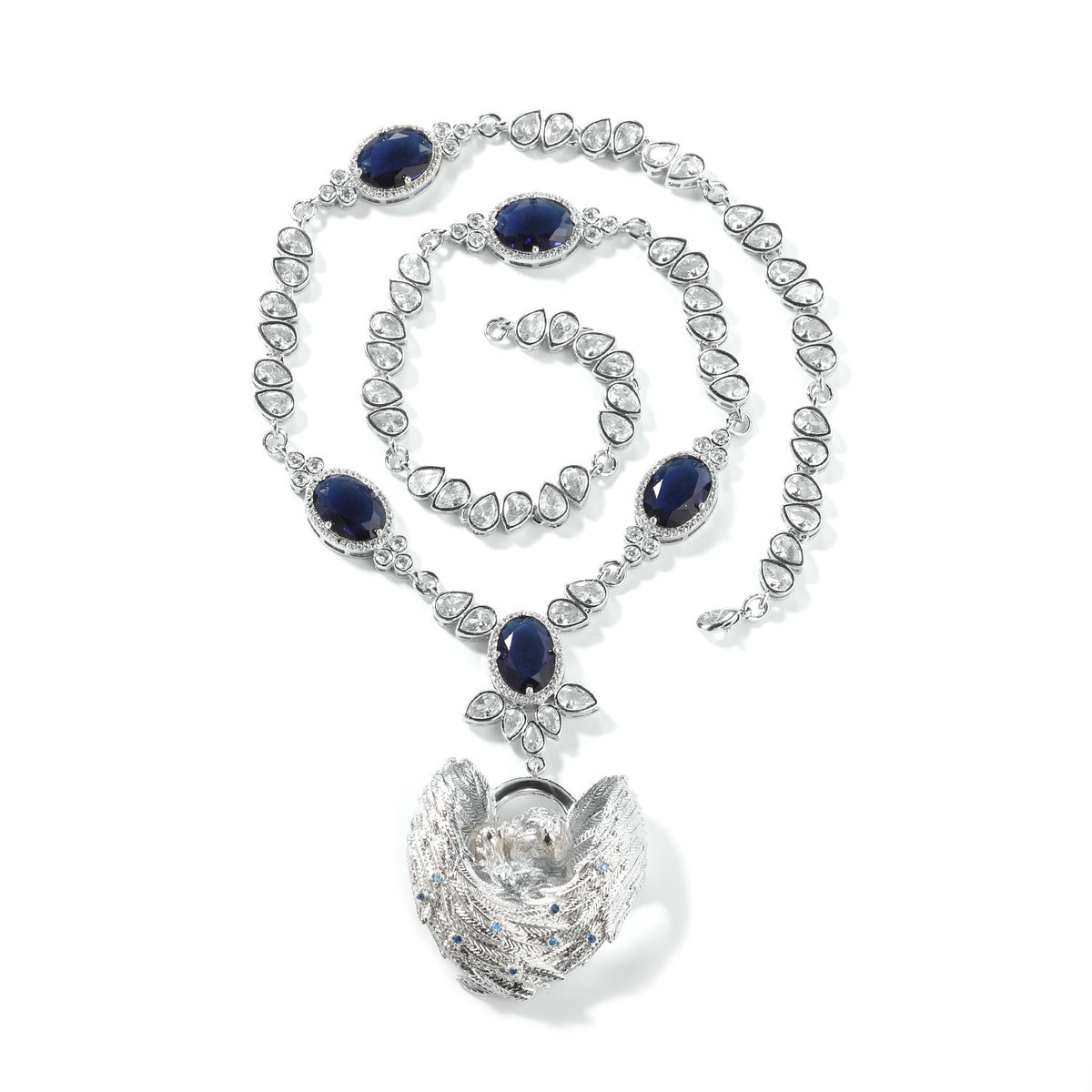 SSS - phoenix Charm Necklace and pendant oval gems