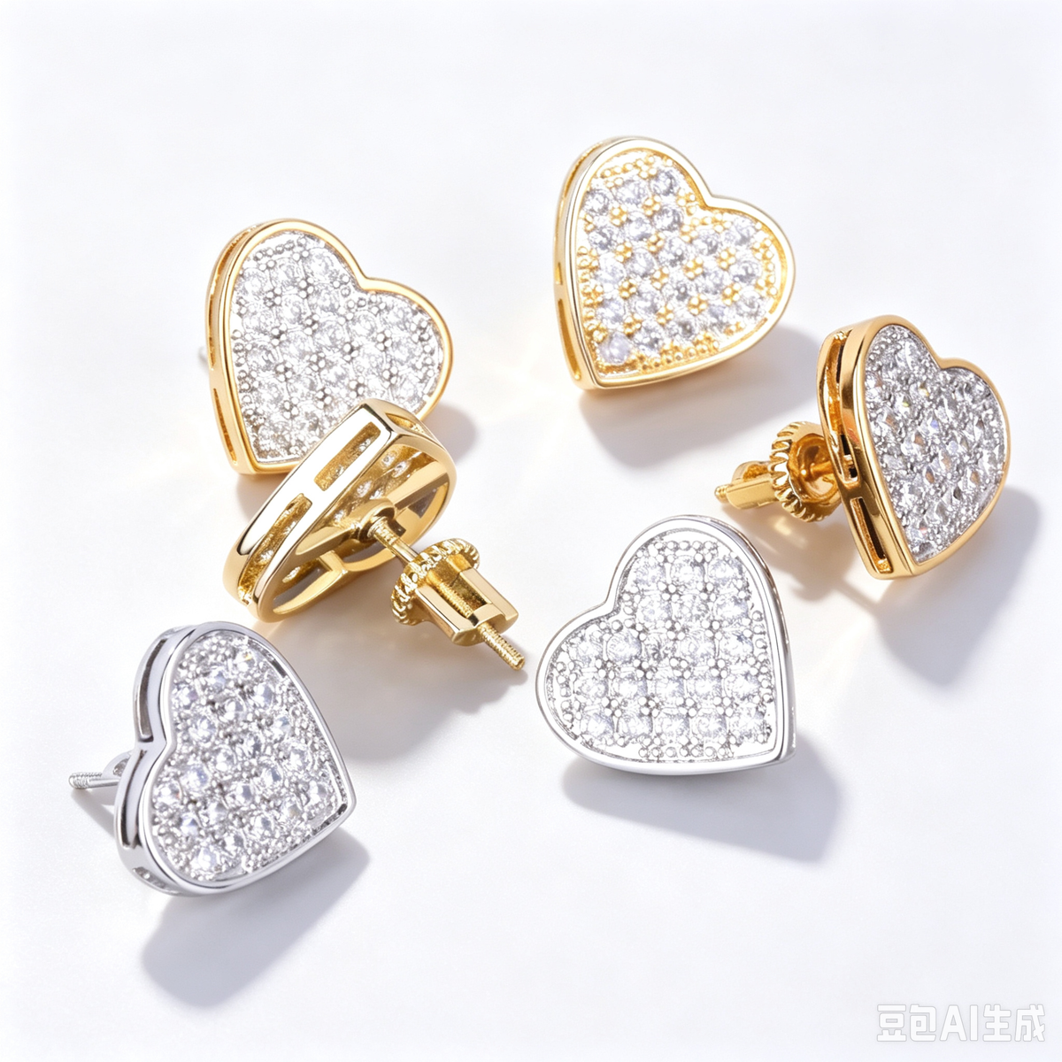 SSS - Icedout Heart stud Moissanite diamond earrings