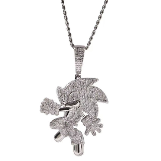 SSS -  Icedout Sonic Sapphire colors gemstone 3D pendant diamond Necklace