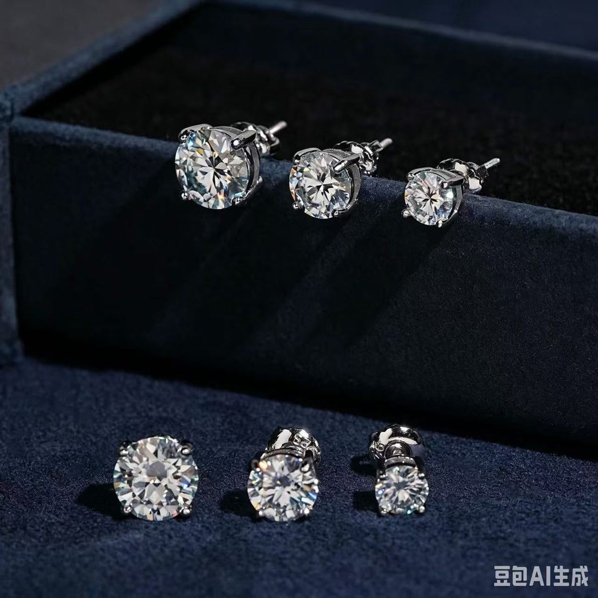 SSS - 4 Prong Round brilliant Moissanite diamonds stud Earrings