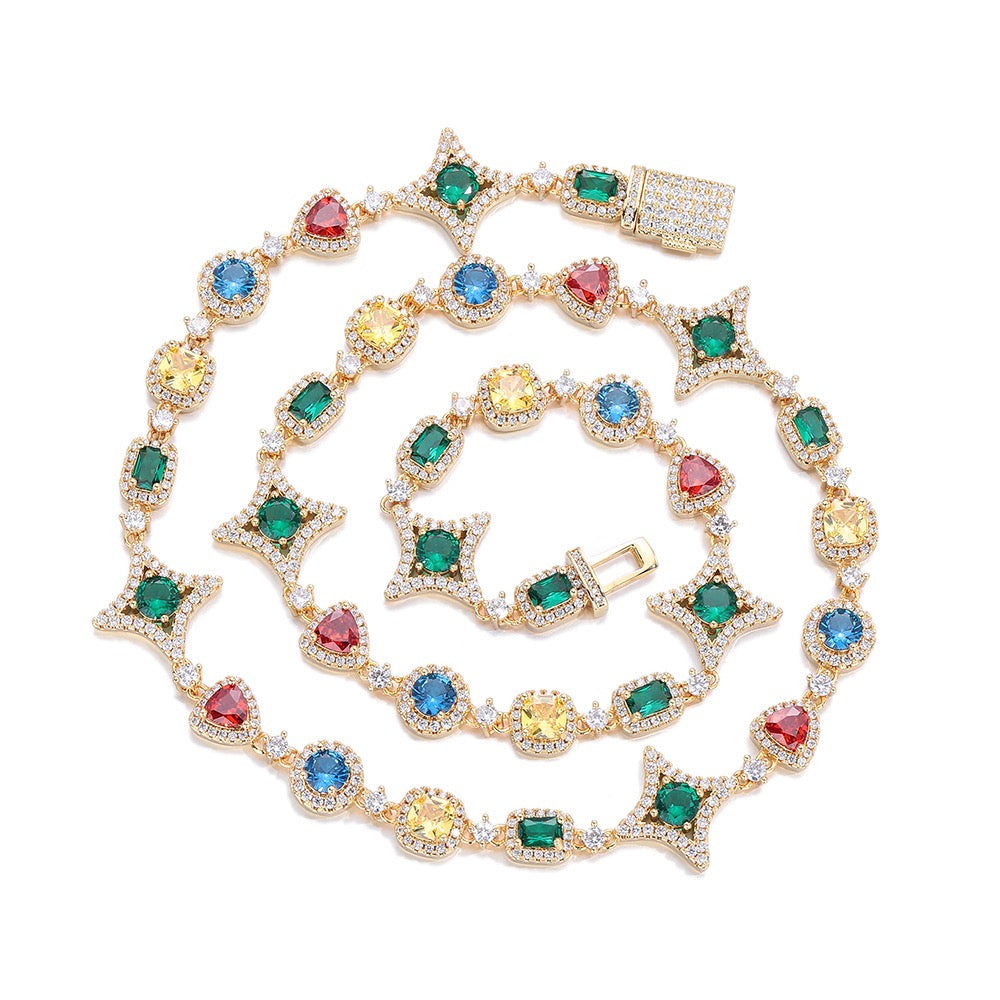 SSS - Sapphire stars Multi gemstone and diamond charm Necklace
