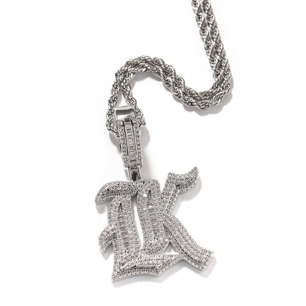 SSS - Icedout Initial letter diamond pendant Alphabet letter