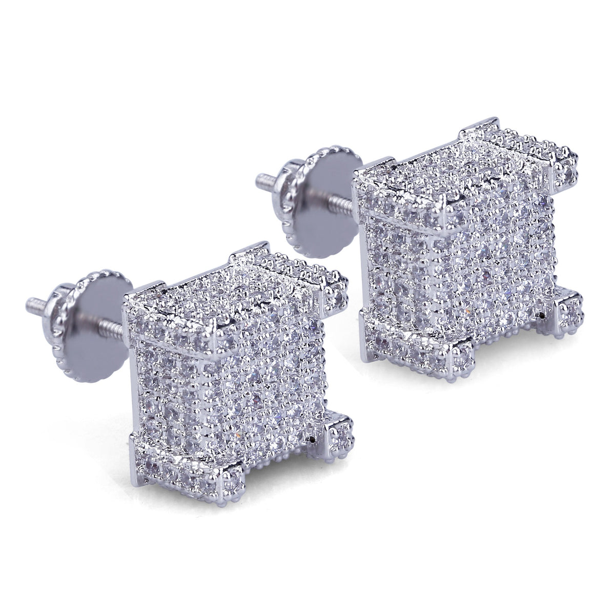 SSS - Icedout Square Cubic stud Moissanite Diamond Earrings