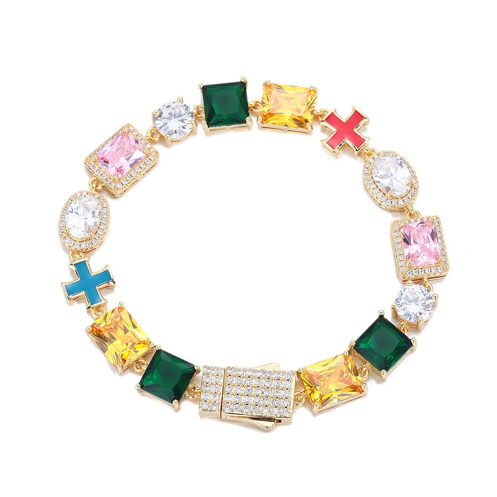 SSS - Sapphire Multi gemstone and Enamel charm Necklace