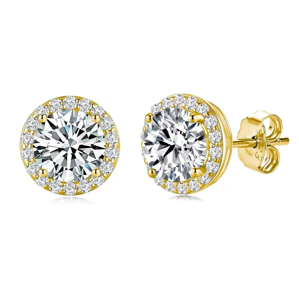 SSS - Round Halo Caushion brilliant Moissanite diamonds stud Earrings