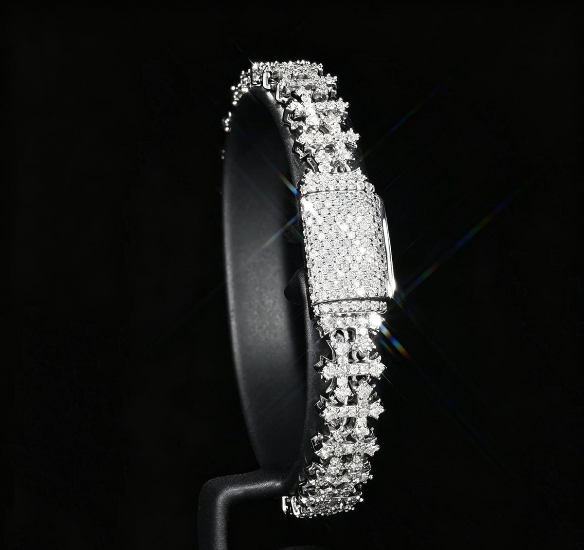 SSS - Multi Cross Link Moissanite diamonds bracelet S925