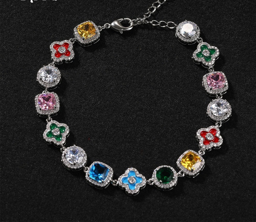SSS - Multi diamonds shape gold plating link bracelet