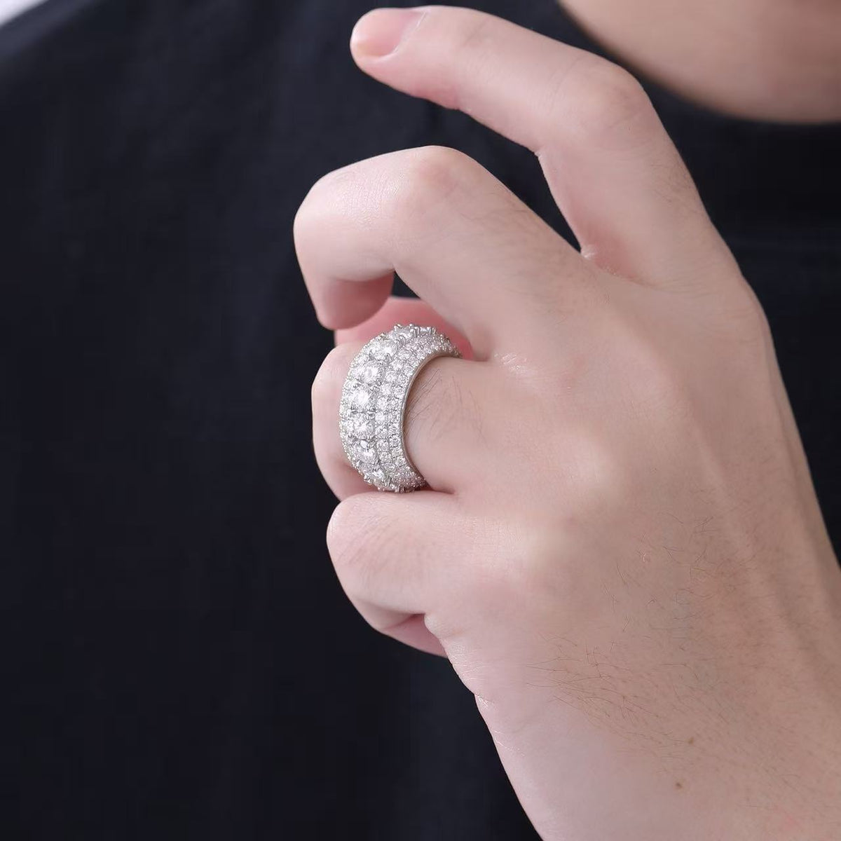 SSS -   Wide band diamonds set  Pave Diamond ring
