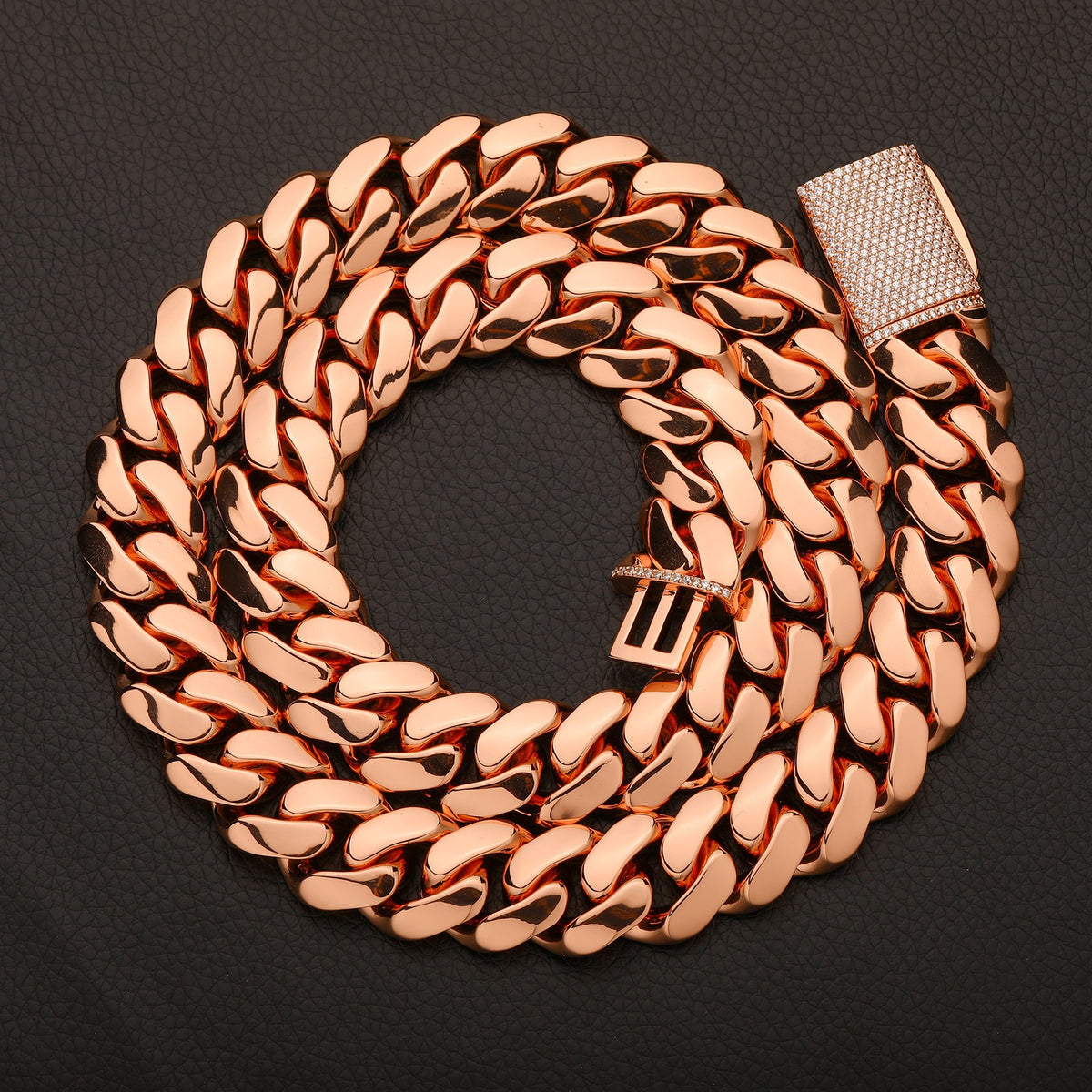 SSS - 10-22MM Rose gold Cuban 14k solid Miami Cuban Icedout clasps