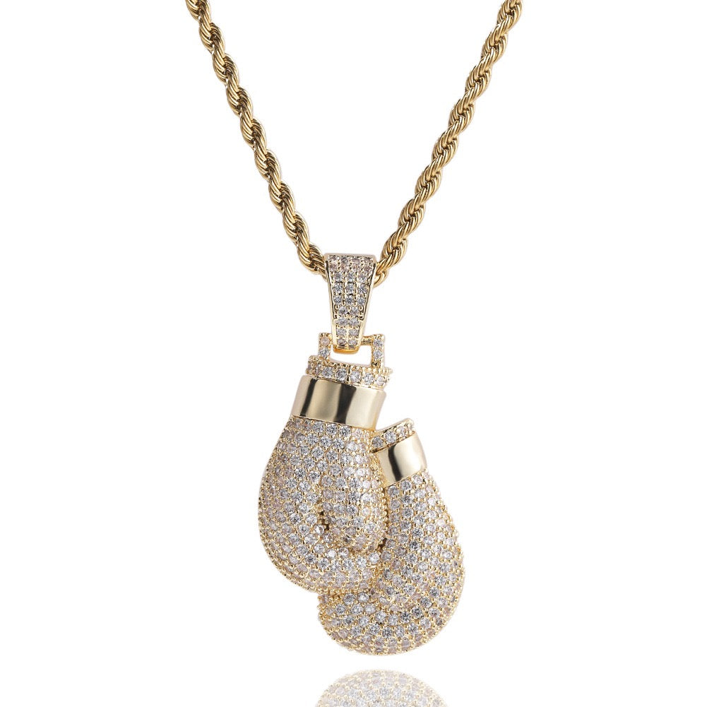 SSS - Icedout Box gloves round cut diamond pendant