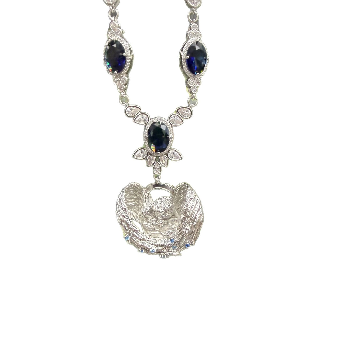SSS - phoenix Charm Necklace and pendant oval gems