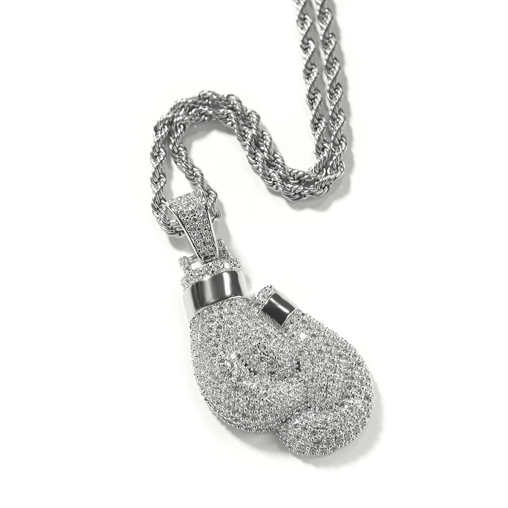 SSS - Icedout Box gloves round cut diamond pendant