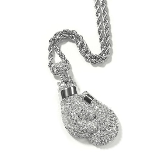 SSS - Icedout Box gloves round cut diamond pendant