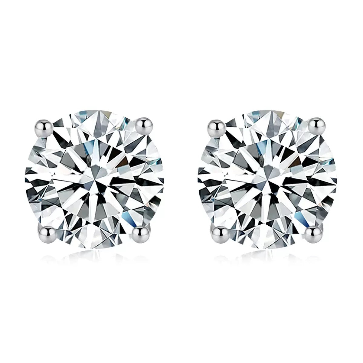 SSS - Round Cut Caushion brilliant 4 prongs Moissanite diamonds stud Earrings