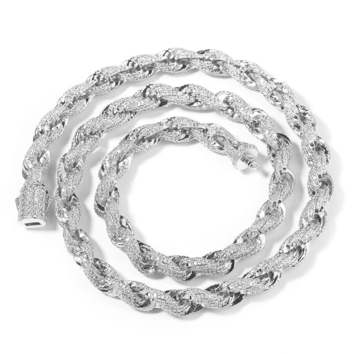 SSS - 8MM Rope twist diamond gold 14k solid gold chain necklace