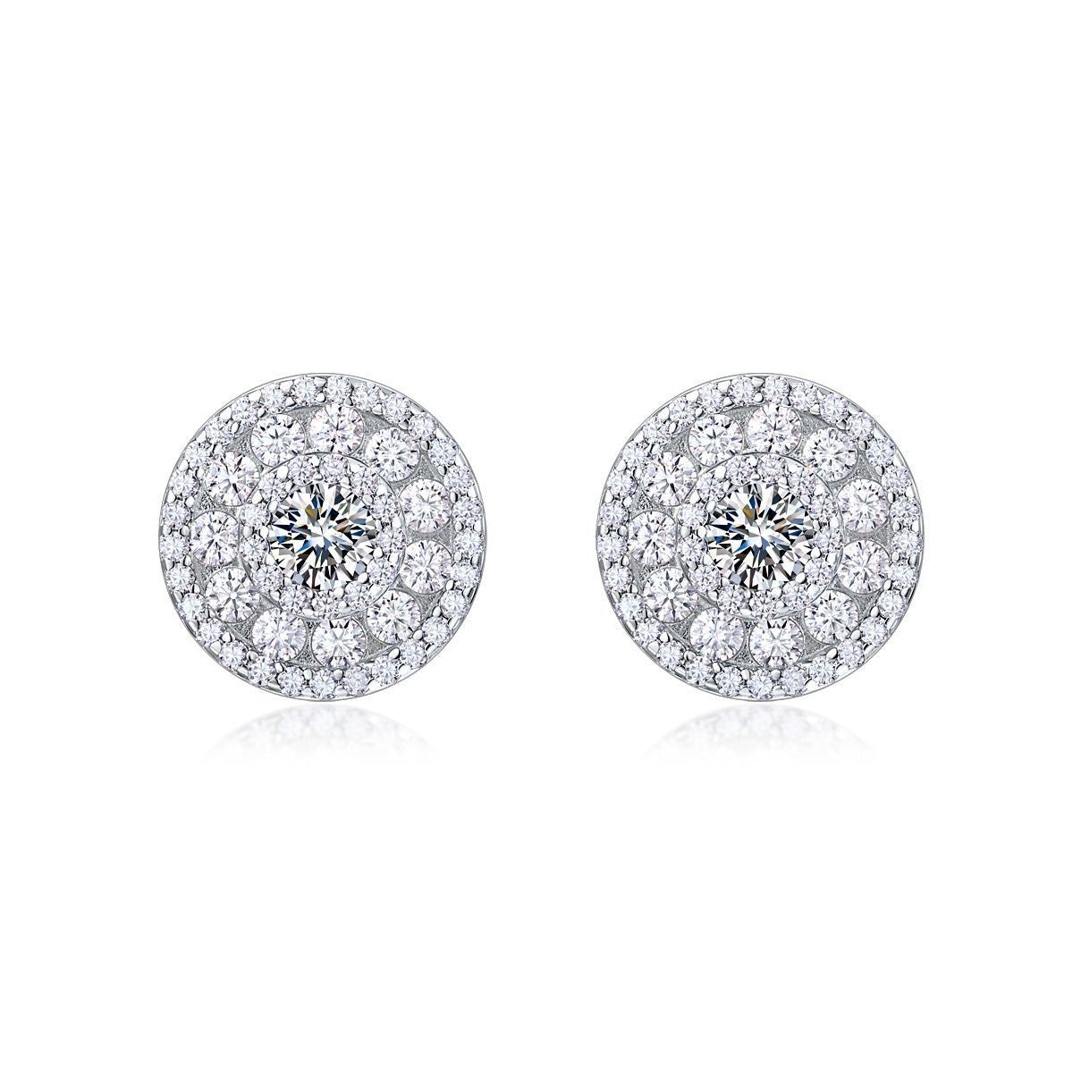 SSS - Round Halo stud Moissanite Diamond Earrings