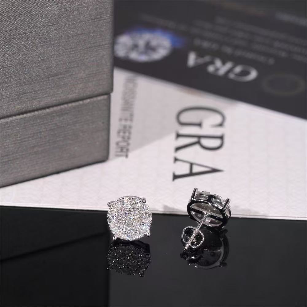 SSS - Round Cluster Moissanite diamond stud Earrings