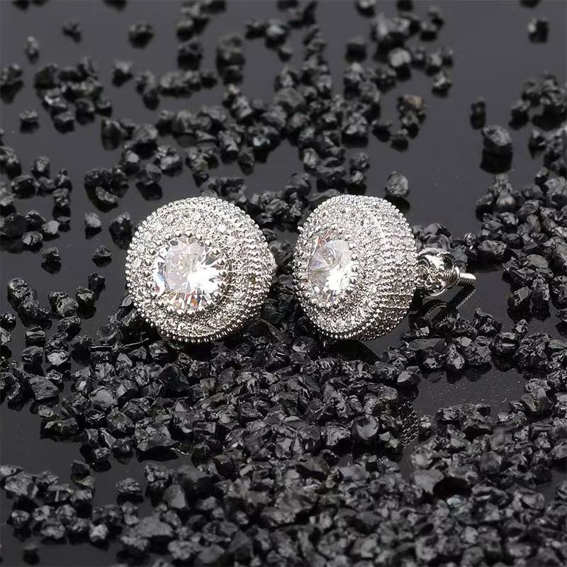 SSS - Round Halo stud Moissanite Diamond Earrings