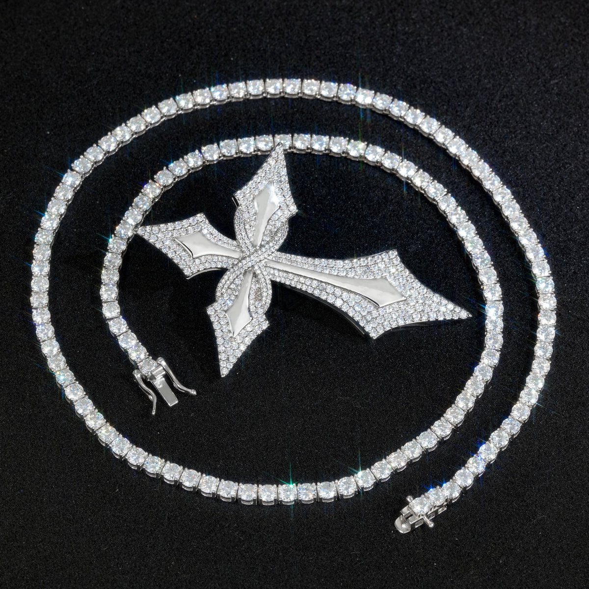SSS - Viking Diamonds cross Sharp icedout diamond pendant