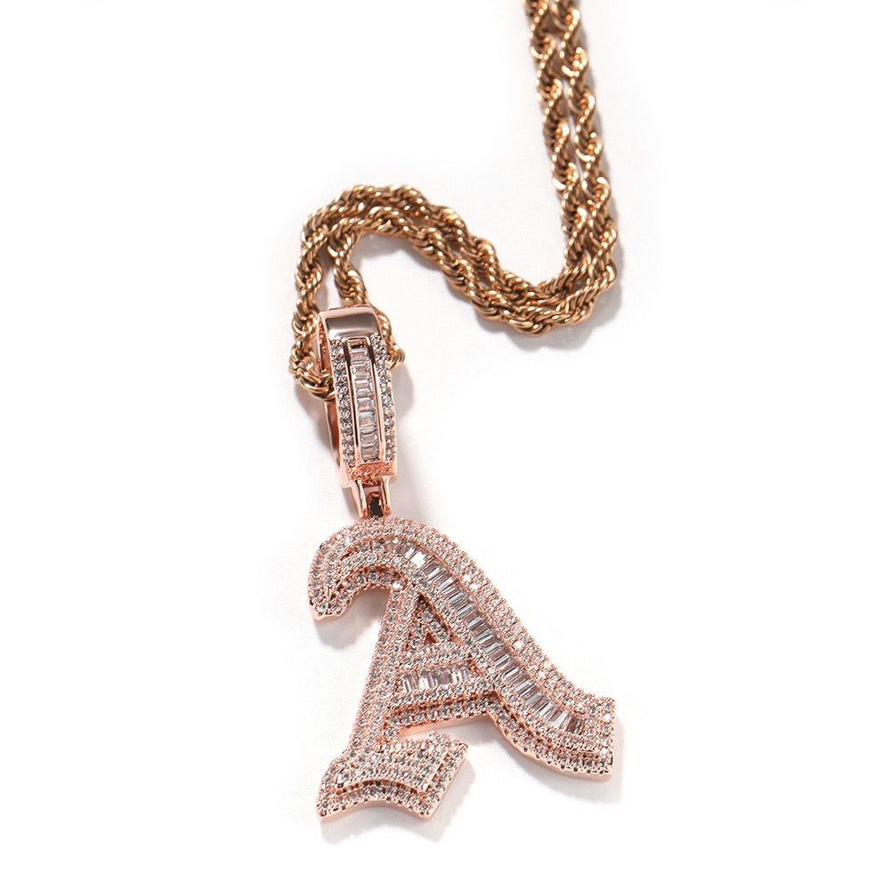 SSS - Icedout Initial letter diamond pendant Alphabet letter