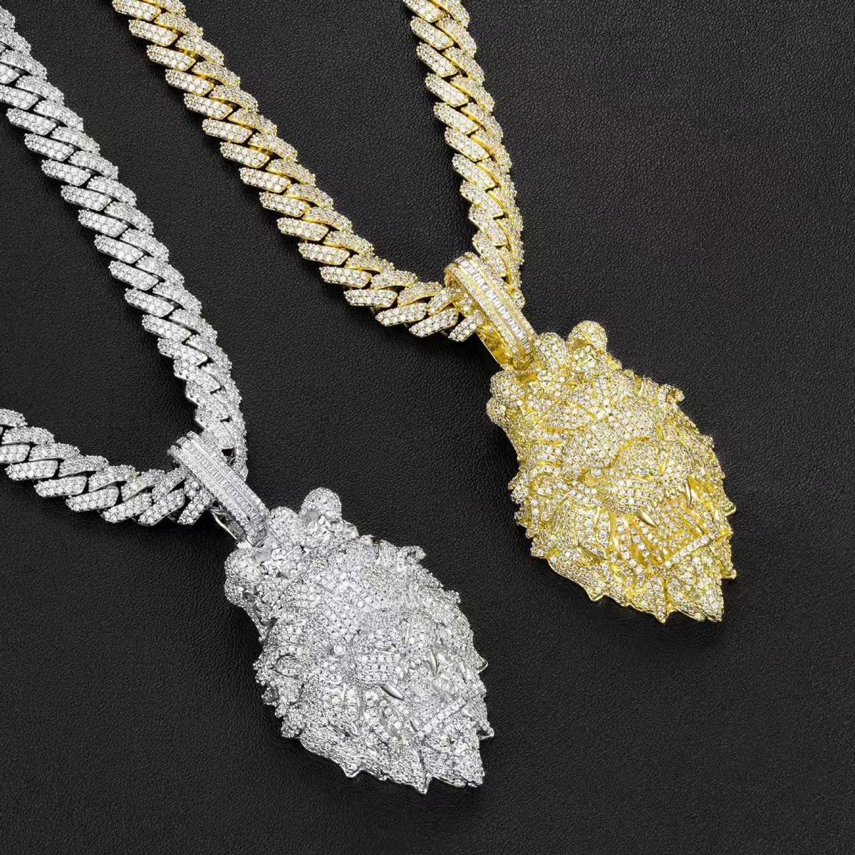 SSS- Regal 3D pendant Lion head icedout diamond fully encrusted pendant