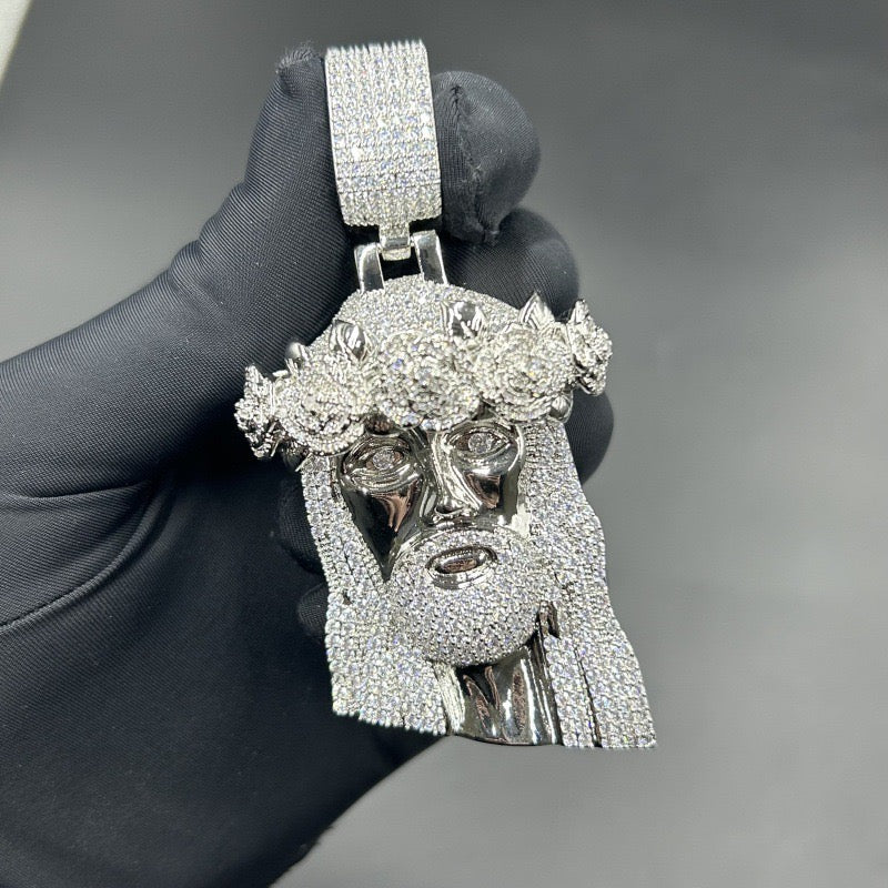 SSS - Icedout Jesus Head diamond pendant Roses crown
