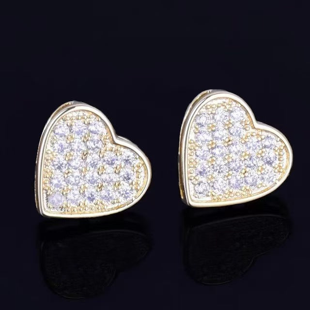 SSS - Icedout Heart stud Moissanite diamond earrings