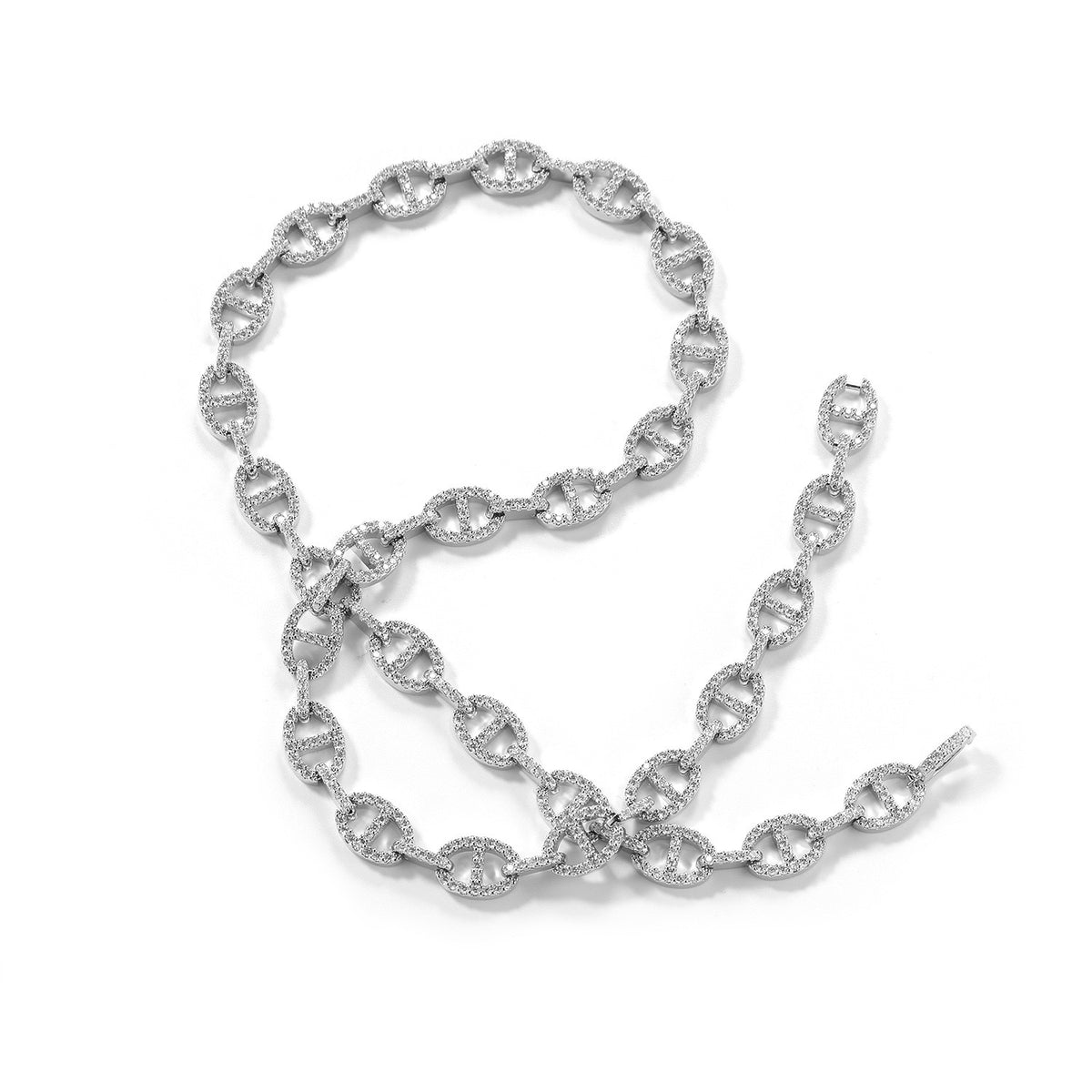 SSS - 9MM Mariner icedout link charm diamond Necklace