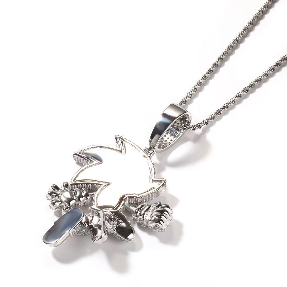 SSS -  Icedout Sonic Sapphire colors gemstone 3D pendant diamond Necklace