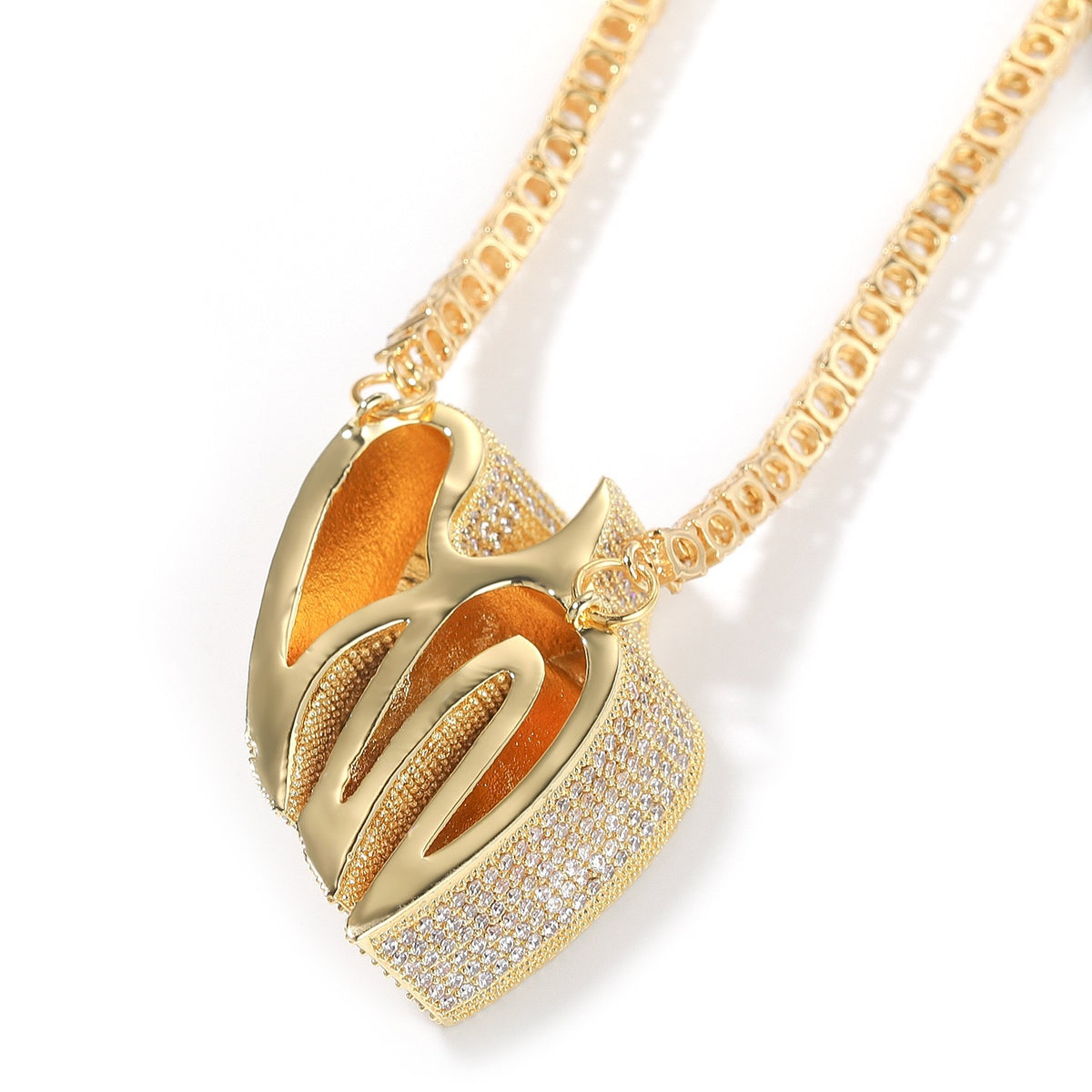 SSS - Bird 3D broken Heart pendant fully encrusted with tennis diamond Necklace