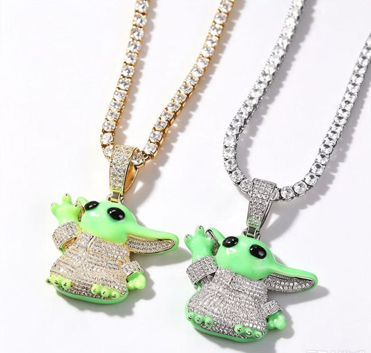 SSS- Yoda Enamel diamond pendant