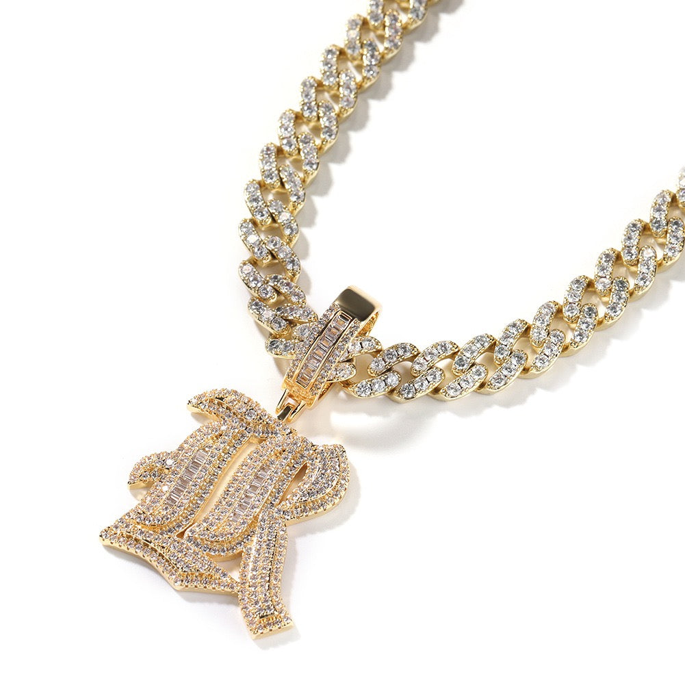 SSS - Icedout Initial letter diamond pendant Alphabet letter