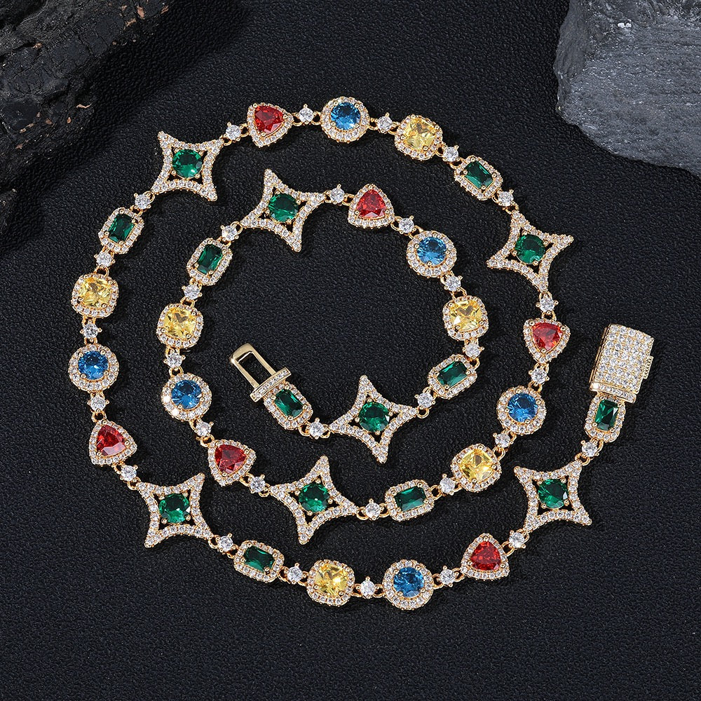 SSS - Sapphire stars Multi gemstone and diamond charm Necklace
