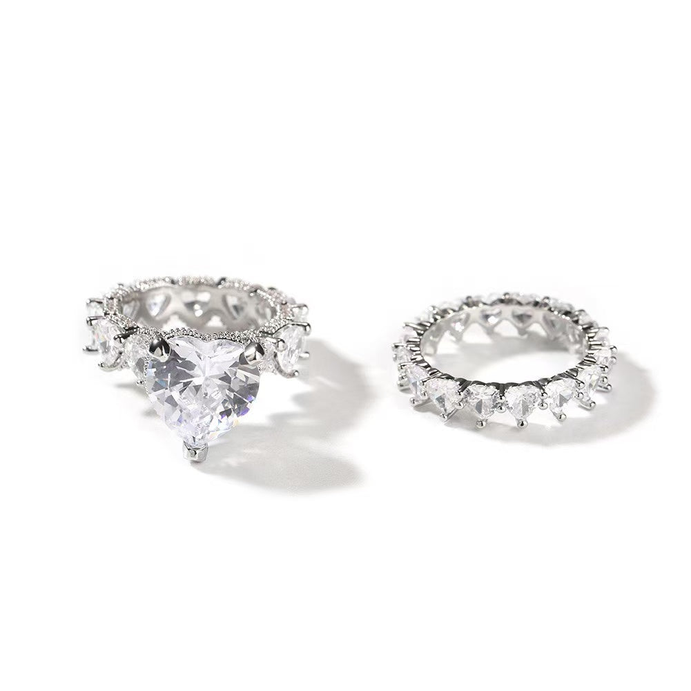 SSS -   2 piece diamonds heart set  stackable Diamond ring