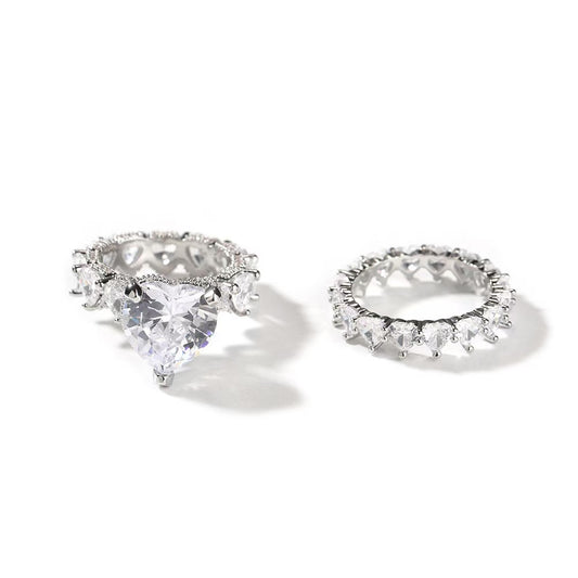 SSS -   2 piece diamonds heart set  stackable Diamond ring
