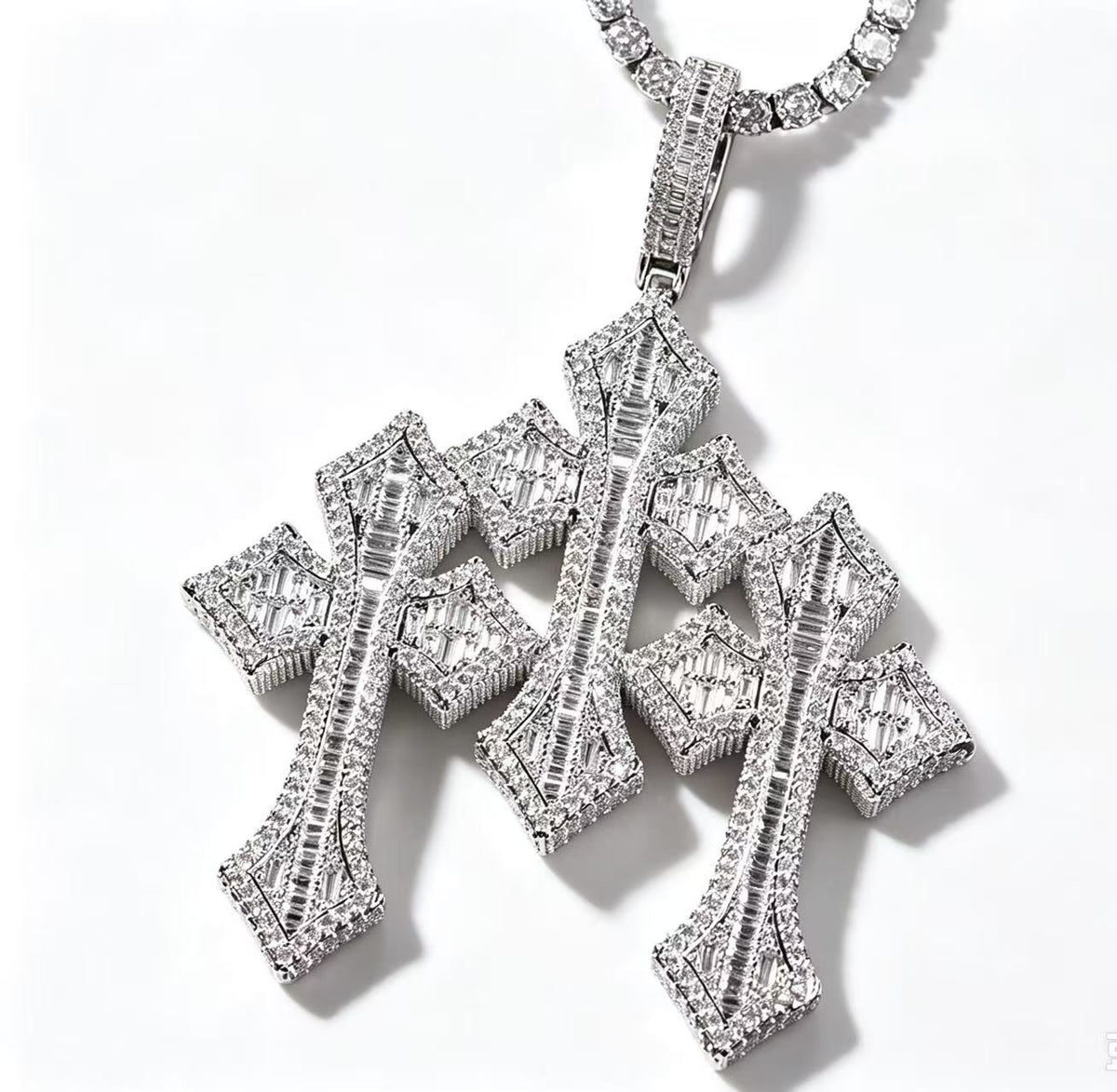 SSS- Tripple Cross Icedout Charm diamond pendant