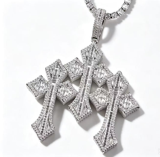 SSS- Tripple Cross Icedout Charm diamond pendant