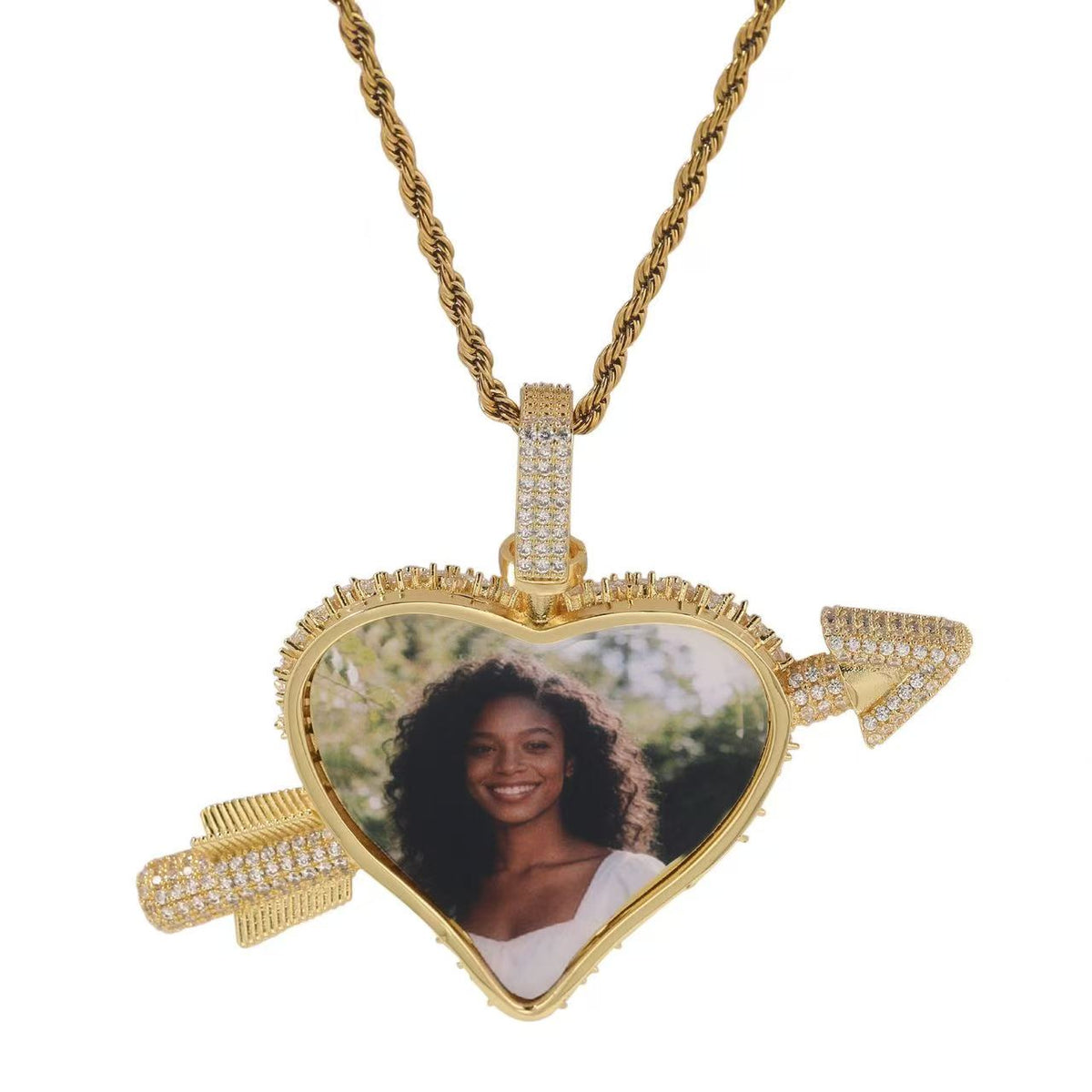 SSS - Heart Cupid icedout back photo pendant diamond Necklace