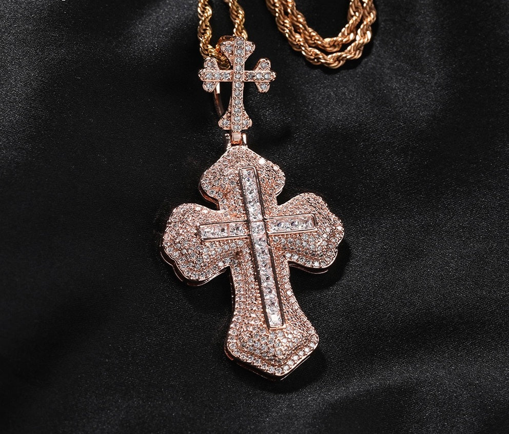 SSS - Ornate Orthodox Cross diamond Pendant
