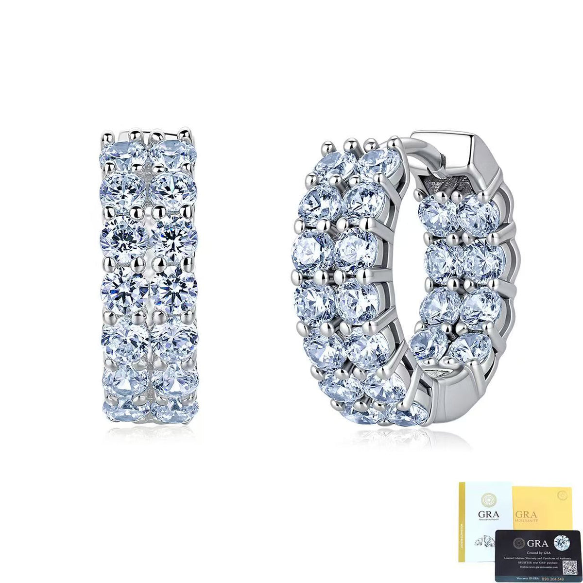 SSS - Icedout double row Moissanite diamond Earrings