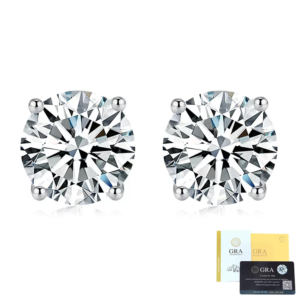 SSS - Round Cut Caushion brilliant 4 prongs Moissanite diamonds stud Earrings